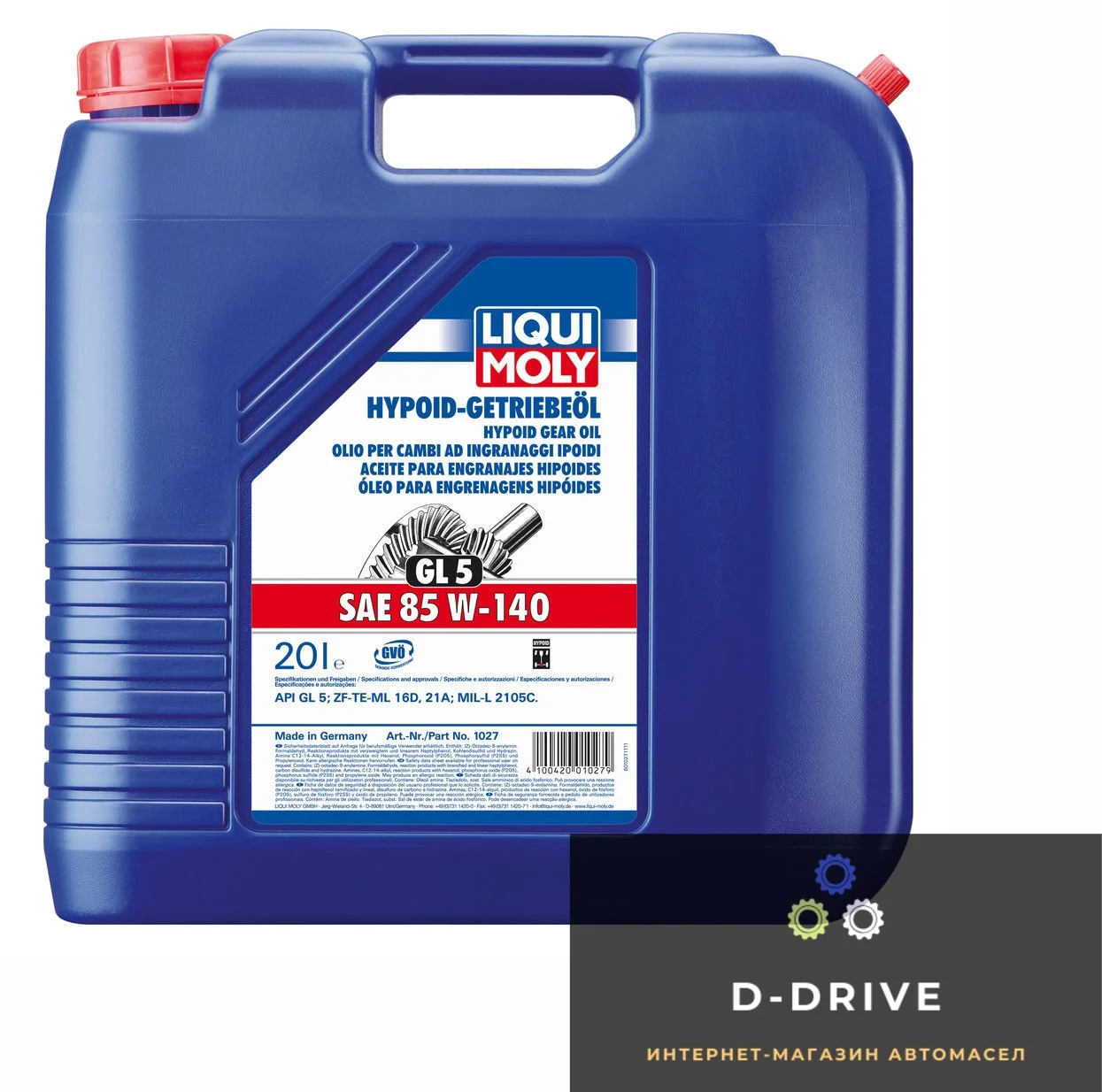 Минеральное трансмиссионное масло - Hypoid-Getriebeoil SAE 85W-140 GL5 20л. (1027)
