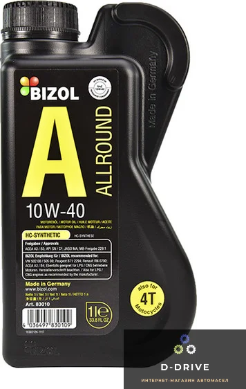 Полусинтетическое моторное масло - BIZOL Allround 10W-40 CI-4 1л (B85320)