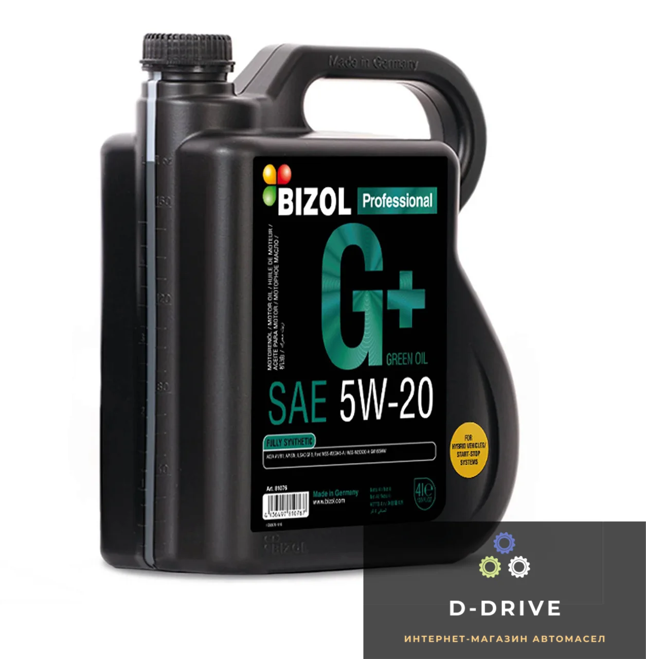Синтетическое моторное масло - BIZOL Green Oil+ 5W-20 4л (B81076)