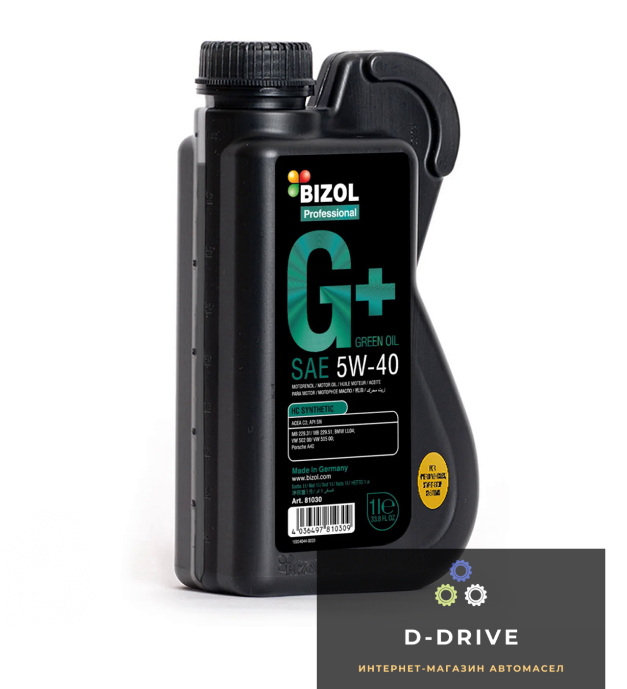 Синтетическое моторное масло - BIZOL Green Oil+ 5W-40 1л Арт.B81030